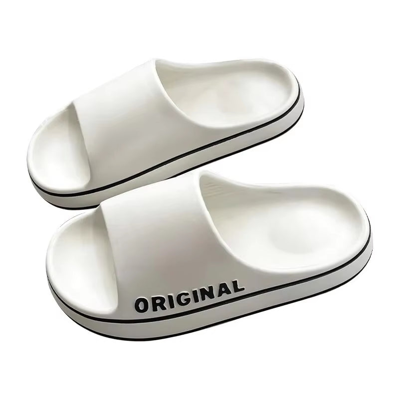 Women Letter Slippers Beach Slides Solid Color Mens Thick Sole Indoor Bathroom anti Slip Shoes Summer Couple Sandals