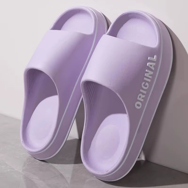 Women Letter Slippers Beach Slides Solid Color Mens Thick Sole Indoor Bathroom anti Slip Shoes Summer Couple Sandals