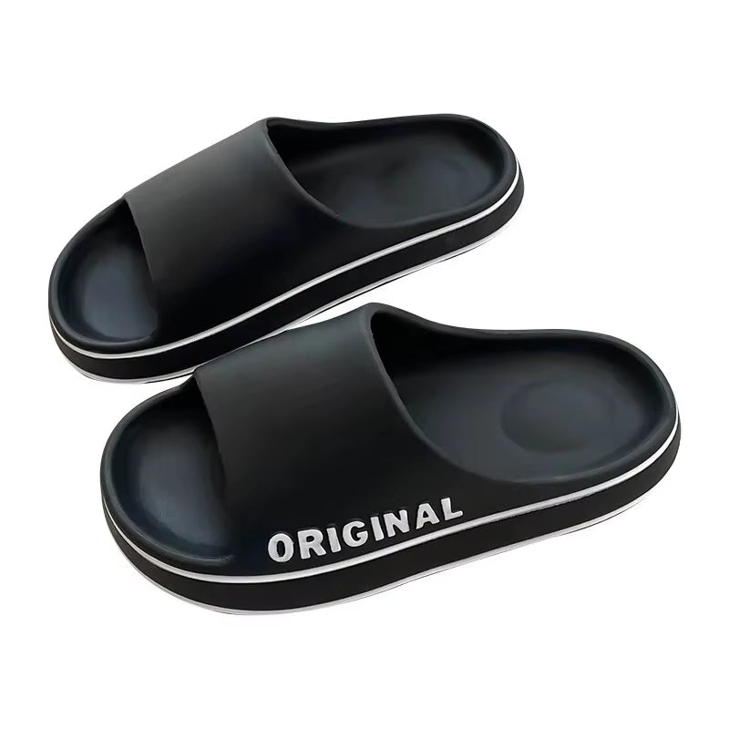 Women Letter Slippers Beach Slides Solid Color Mens Thick Sole Indoor Bathroom anti Slip Shoes Summer Couple Sandals